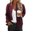imageEVALESS Bomber Jackets for Women Spring Fashion 2025 Cute Jacquard Coats Lightweight Zip Up Jackets Dressy CasualBurgundy