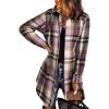 imageEVALESS Color Block Plaid Shacket Jacket Womens Fall Clothes Fashion OutfitsB1 New Pink