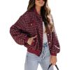 imageEVALESS Fashion Jacket for Women 2024 Fall Winter Trendy Button Short Shacket Long Sleeve Plaid Cropped JacketsBurgundy