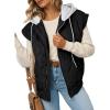 imageEVALESS Puffer Vest Women Cropped Hooded Zip Up Quilted Sleeveless Jackets 2025 Fall Lightweight Coat with PocketsBlack