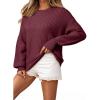 imageEVALESS Sweaters for Women Cute Lantern Sleeve Pullover Sweater Cable Knit Tops Fall Fashion Clothes Teacher OutfitsBurgundy