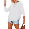 imageEVALESS Sweatshirt for Women Crewneck Long Sleeve Side Split Tops Casual Solid Color Loose Pullover Shirts 2025 ClothesWhite
