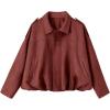 imageEVALESS Womens Faux Suede Bomber Jackets Long Sleeve Fall Coats Zip Up Cropped Jacket Trendy Winter Warm OuterwearRed Sandalwood