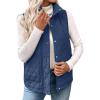 imageEVALESS Womens Puffer Vest Lightweight Stand Collar Sleeveless Cropped Quilted Jackets Button Fall Zip Up Coat OuterwearReal Teal