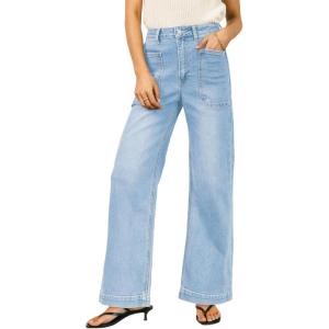 imageEVALESS Wide Leg Jeans for Women Trendy High Waisted Stretchy Baggy Denim PantsIceland Blue