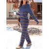 imageEVALESS 2 Piece Outfits for Women 2024 Striped Knit Sweater Sets Matching Loungewear SetDusty Blue