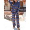 imageEVALESS 2 Piece Outfits for Women 2024 Striped Knit Sweater Sets Matching Loungewear SetDusty Blue