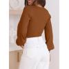 imageEVALESS Long Lantern Sleeve Sweaters for Women Trendy Scoop Neck Rib Knit Crop Tops Fall 2024 Lightweight Pullover Sweater