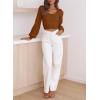 imageEVALESS Long Lantern Sleeve Sweaters for Women Trendy Scoop Neck Rib Knit Crop Tops Fall 2024 Lightweight Pullover Sweater