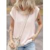imageEVALESS Sweater Tank Tops for Women Summer Cap Sleeve Striped Crew Neck Loose Fit Knit Lightweight Vest Pullover TopLight Pink