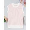 imageEVALESS Sweater Tank Tops for Women Summer Cap Sleeve Striped Crew Neck Loose Fit Knit Lightweight Vest Pullover TopLight Pink