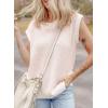 imageEVALESS Sweater Tank Tops for Women Summer Cap Sleeve Striped Crew Neck Loose Fit Knit Lightweight Vest Pullover TopLight Pink