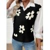 imageEVALESS Sweater Vest Women Fall Clothes Casual V Neck Cap Sleeve Knit Sweaters Floral Print Vest Tops School OutfitsBlack