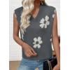 imageEVALESS Sweater Vest Women Fall Clothes Casual V Neck Cap Sleeve Knit Sweaters Floral Print Vest Tops School OutfitsGray