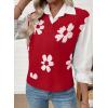 imageEVALESS Sweater Vest Women Fall Clothes Casual V Neck Cap Sleeve Knit Sweaters Floral Print Vest Tops School OutfitsRed