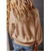 imageEVALESS Sweaters for Women Fashion 2024 Crewneck Batwing Sleeve Oversized Side Slit Ribbed Knit Pullover Sweater TopsApricot