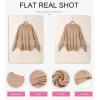 imageEVALESS Sweaters for Women Fashion 2024 Crewneck Batwing Sleeve Oversized Side Slit Ribbed Knit Pullover Sweater TopsApricot