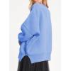 imageEVALESS Sweaters for Women Fashion 2024 Crewneck Batwing Sleeve Oversized Side Slit Ribbed Knit Pullover Sweater TopsSky Blue