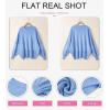 imageEVALESS Sweaters for Women Fashion 2024 Crewneck Batwing Sleeve Oversized Side Slit Ribbed Knit Pullover Sweater TopsSky Blue