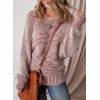 imageEVALESS Sweaters for Women Teacher Outfits Lightweight Oversized Striped Sweaters Fall Trendy 2025 Long Sleeve Chunky Knit Tops Dressy Casual Winter Clothes Off Shoulder Crew Neck Red Sweater Large