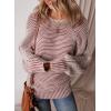 imageEVALESS Sweaters for Women Teacher Outfits Lightweight Oversized Striped Sweaters Fall Trendy 2025 Long Sleeve Chunky Knit Tops Dressy Casual Winter Clothes Off Shoulder Crew Neck Red Sweater Large
