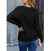 imageEVALESS Womens Cable Knitted Old Money Pullover Sweater Crewneck Business Casual Long Sleeve TopsBlack