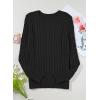 imageEVALESS Womens Cable Knitted Old Money Pullover Sweater Crewneck Business Casual Long Sleeve TopsBlack