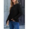 imageEVALESS Womens Cable Knitted Old Money Pullover Sweater Crewneck Business Casual Long Sleeve TopsBlack