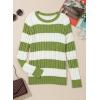 imageEVALESS Womens Cable Knitted Old Money Pullover Sweater Crewneck Business Casual Long Sleeve TopsGreen Stripe
