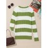 imageEVALESS Womens Cable Knitted Old Money Pullover Sweater Crewneck Business Casual Long Sleeve TopsGreen Stripe
