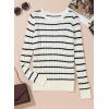 imageEVALESS Womens Cable Knitted Old Money Pullover Sweater Crewneck Business Casual Long Sleeve TopsWhiteblack Stripe