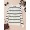 imageEVALESS Womens Cable Knitted Old Money Pullover Sweater Crewneck Business Casual Long Sleeve TopsWhiteblack Stripe