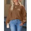 imageEVALESS Womens Casual Long Sleeve Sweaters Fall 2023 Crewneck Knit Sweater Tops Drop Shoulder Loose Pullover Sweater Top