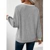 imageEVALESS Womens Fall Fashion 2025 Womens Long Sleeve Shirts Patchwork Button Up V Neck Sweatshirt Casual Pullover TopsGrey