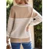 imageEVALESS Womens Fall Oversized Striped Sweaters Pullover Cable Knit V Neck Long Sleeve Color Block Casual Loose Tops Clothes