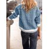 imageEVALESS Womens Lapel V Neck Color Block Striped Sweaters Drop Shoulder Long Sleeve Pullover Tops