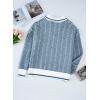 imageEVALESS Womens Lapel V Neck Color Block Striped Sweaters Drop Shoulder Long Sleeve Pullover Tops
