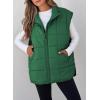 imageEVALESS Womens Puffer Vest Zip Up Cap Sleeve Jackets Travel Fall Outfits 2025 Fashion Warm Winter Coats With PocketsDark Green