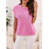 imageEVALESS Womens Short Sleeve Sweater Summer Fall 2025 Round Neck Crochet Pullover Cap Sleeve Knit Oversized Sweater Vest TopsBright Pink