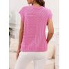 imageEVALESS Womens Short Sleeve Sweater Summer Fall 2025 Round Neck Crochet Pullover Cap Sleeve Knit Oversized Sweater Vest TopsBright Pink