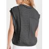imageEVALESS Womens Short Sleeve Sweater Summer Fall 2025 Round Neck Crochet Pullover Cap Sleeve Knit Oversized Sweater Vest TopsDark Grey