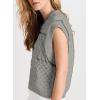 imageEVALESS Womens Short Sleeve Sweater Summer Fall 2025 Round Neck Crochet Pullover Cap Sleeve Knit Oversized Sweater Vest TopsGray