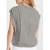 imageEVALESS Womens Short Sleeve Sweater Summer Fall 2025 Round Neck Crochet Pullover Cap Sleeve Knit Oversized Sweater Vest TopsGray