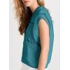 imageEVALESS Womens Short Sleeve Sweater Summer Fall 2025 Round Neck Crochet Pullover Cap Sleeve Knit Oversized Sweater Vest TopsLapis