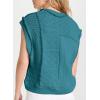 imageEVALESS Womens Short Sleeve Sweater Summer Fall 2025 Round Neck Crochet Pullover Cap Sleeve Knit Oversized Sweater Vest TopsLapis
