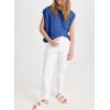 imageEVALESS Womens Short Sleeve Sweater Summer Fall 2025 Round Neck Crochet Pullover Cap Sleeve Knit Oversized Sweater Vest TopsSky Blue