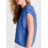 imageEVALESS Womens Short Sleeve Sweater Summer Fall 2025 Round Neck Crochet Pullover Cap Sleeve Knit Oversized Sweater Vest TopsSky Blue