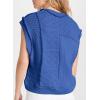 imageEVALESS Womens Short Sleeve Sweater Summer Fall 2025 Round Neck Crochet Pullover Cap Sleeve Knit Oversized Sweater Vest TopsSky Blue