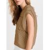 imageEVALESS Womens Short Sleeve Sweater Summer Fall 2025 Round Neck Crochet Pullover Cap Sleeve Knit Oversized Sweater Vest TopsSmoke Gray