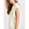 imageEVALESS Womens Short Sleeve Sweater Summer Fall 2025 Round Neck Crochet Pullover Cap Sleeve Knit Oversized Sweater Vest TopsWhite